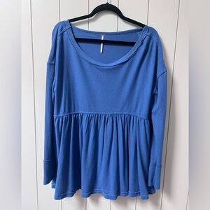 Free People Blue Comfy Peplum Top